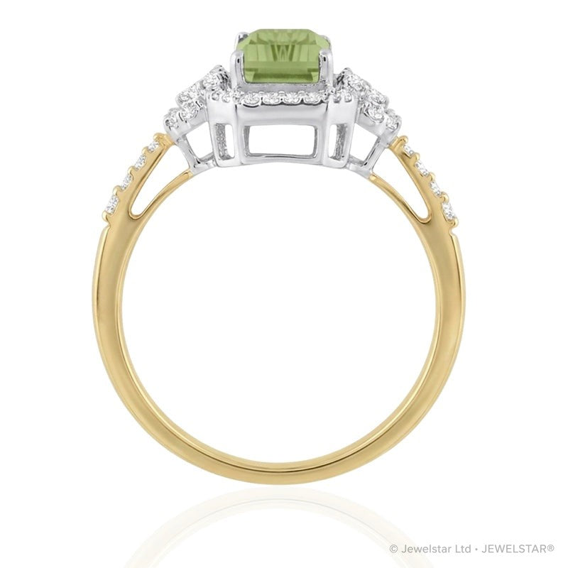R-25219-PD-Y  Diamond & Peridot Vintage Rings