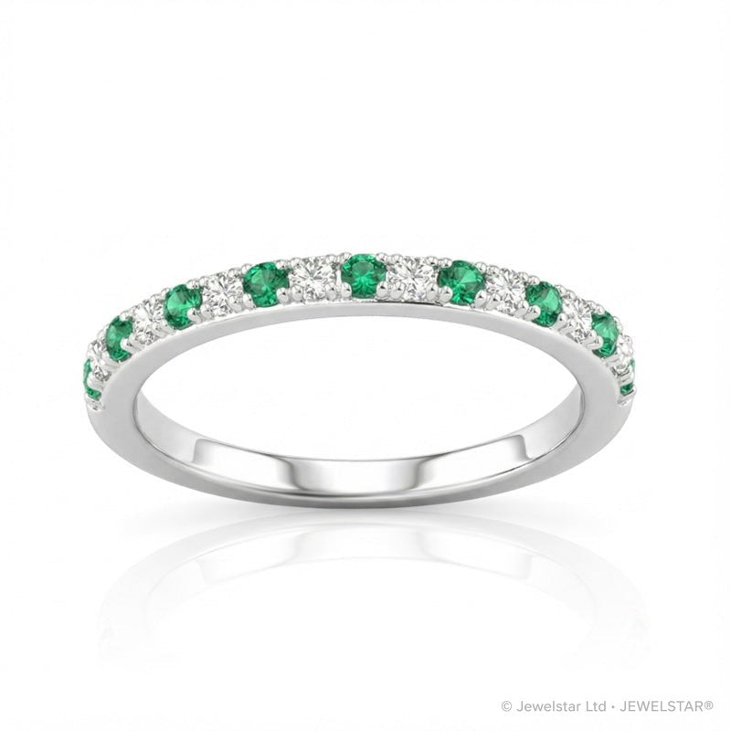 R-25296-EM-W   Diamond & Emerald Half Eternity Ring