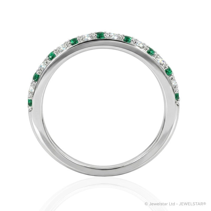 R-25296-EM-W   Diamond & Emerald Half Eternity Ring