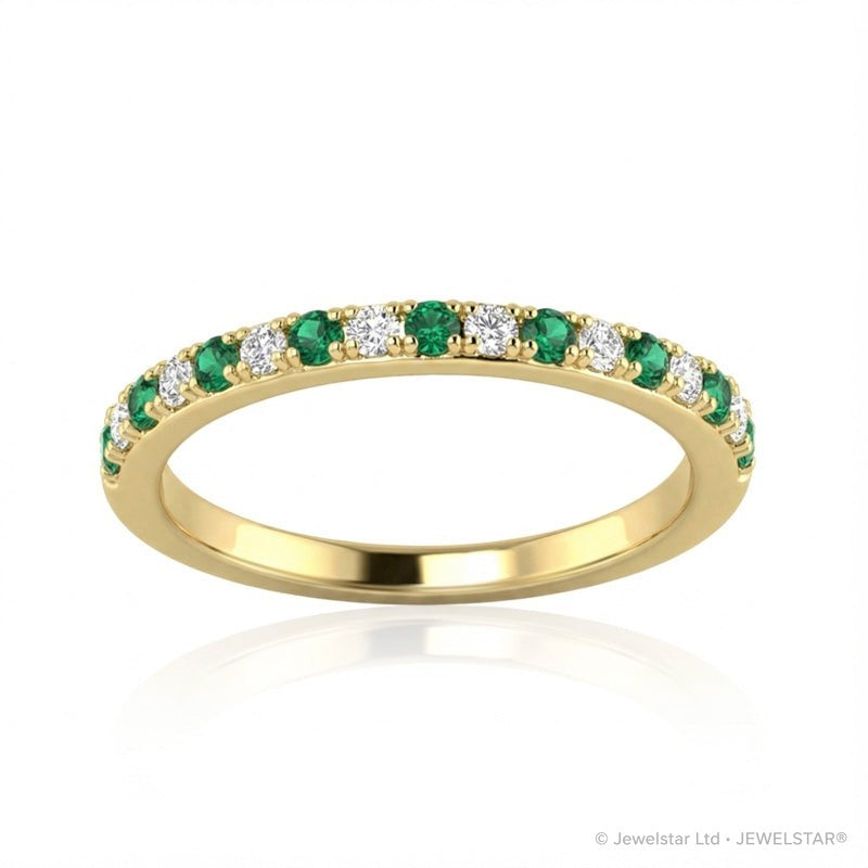 R-25296-EM-Y   Diamond & Emerald Half Eternity Ring