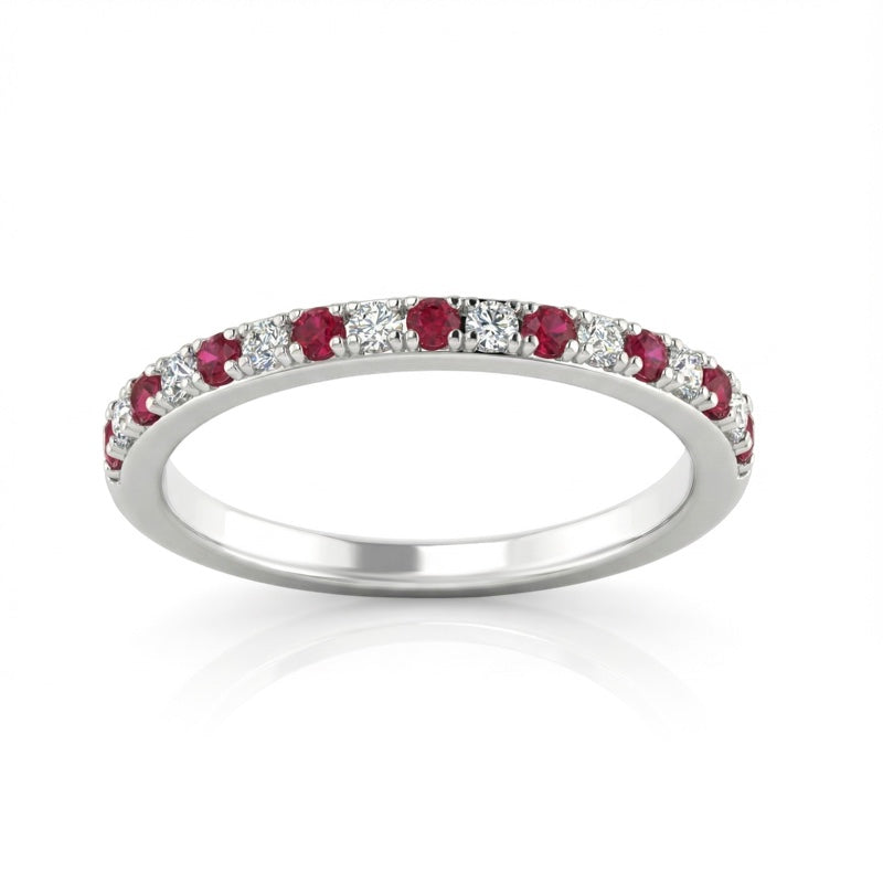 R-25296-RU-W   Diamond & Ruby Half Eternity Ring