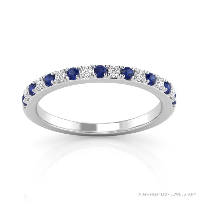 R-25296-SA-W   Diamond & Sapphire Half Eternity Ring