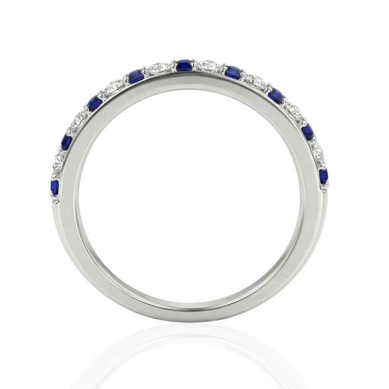 R-25296-SA-W   Diamond & Sapphire Half Eternity Ring