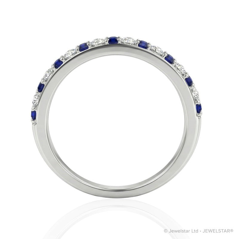 R-25296-SA-W   Diamond & Sapphire Half Eternity Ring