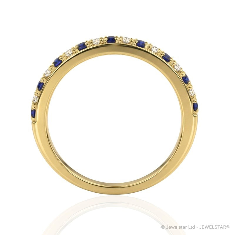 R-25296-SA-Y   Diamond & Sapphire Half Eternity Ring
