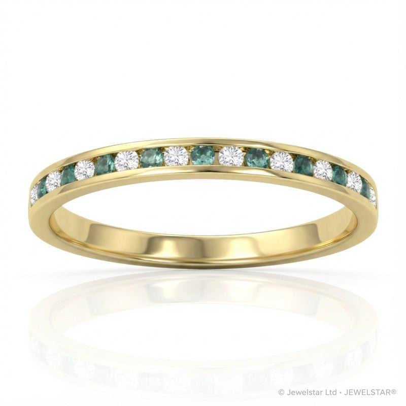 R-25297-EM-Y   Diamond & Emerald Half Eternity Ring