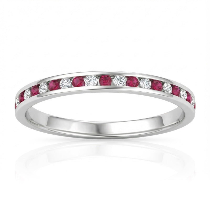 R-25297-RU-W   Diamond & Ruby Half Eternity Ring
