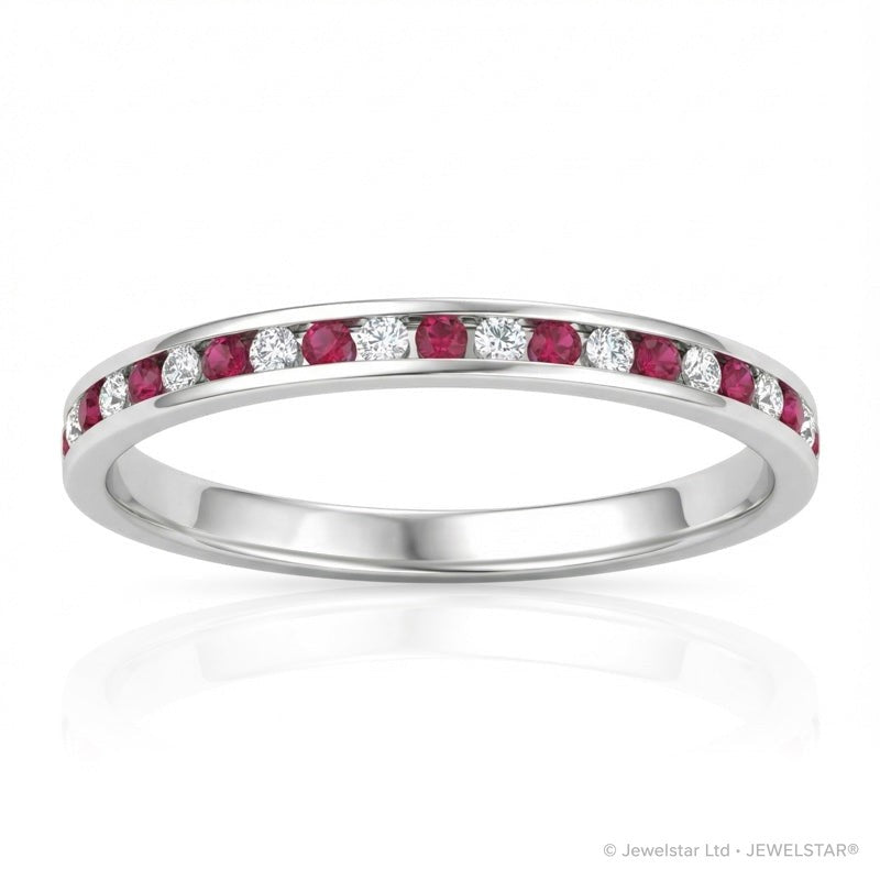 R-25297-RU-W   Diamond & Ruby Half Eternity Ring