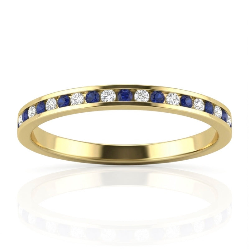 R-25297-SA-Y   Diamond & Sapphire Half Eternity Ring