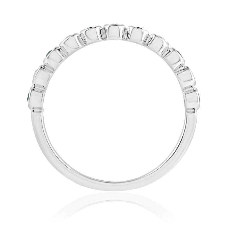 R-25298-EM-W   Diamond & Emerald Half Eternity Ring