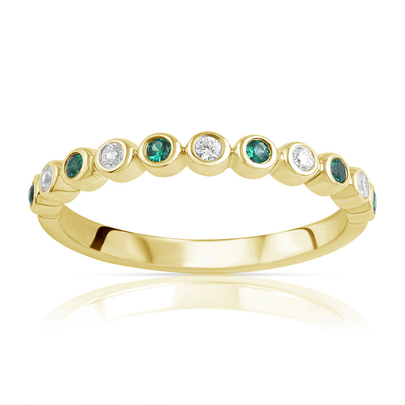 R-25298-EM-Y   Diamond & Emerald Half Eternity Ring