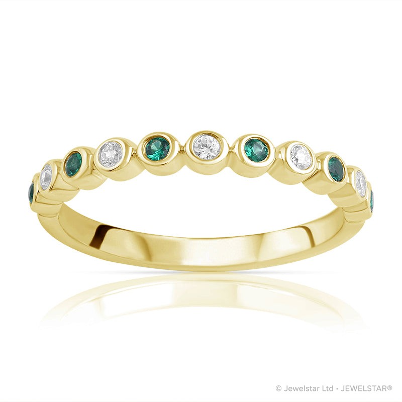 R-25298-EM-Y   Diamond & Emerald Half Eternity Ring