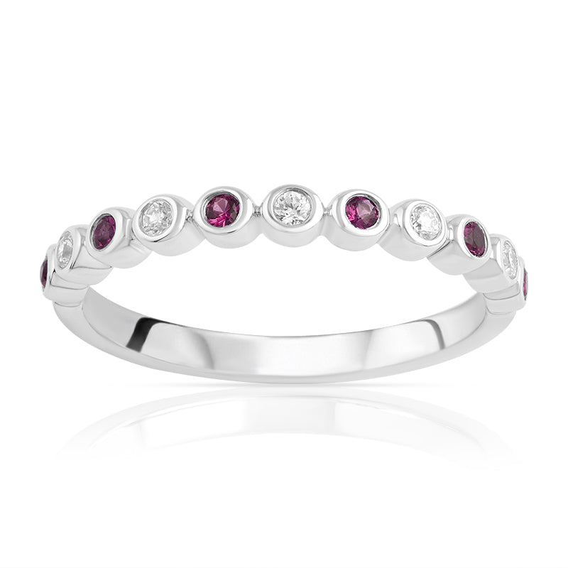 R-25298-RU-W   Diamond & Ruby Half Eternity Ring