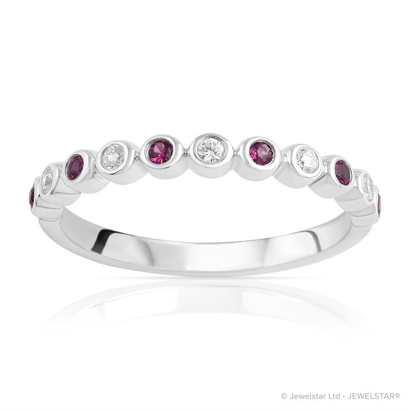 R-25298-RU-W   Diamond & Ruby Half Eternity Ring