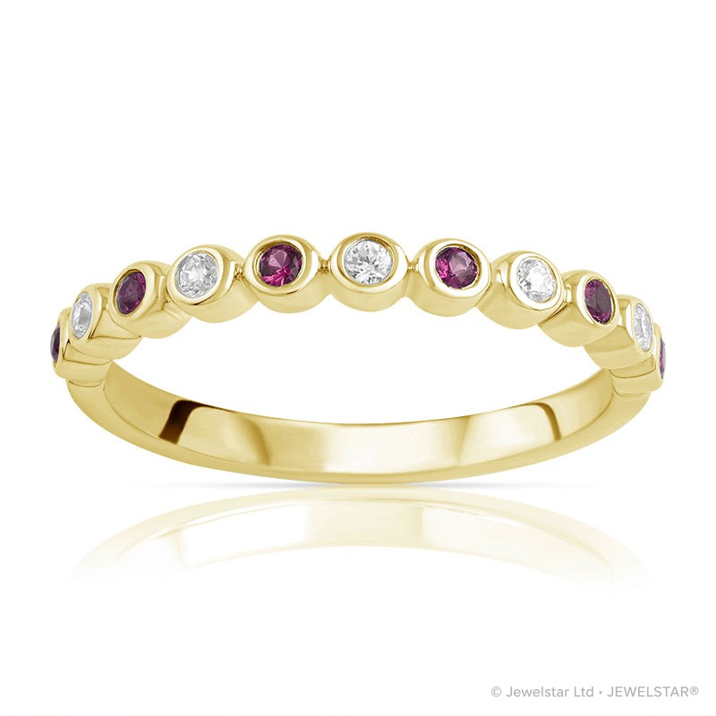 R-25298-RU-Y   Diamond & Ruby Half Eternity Ring