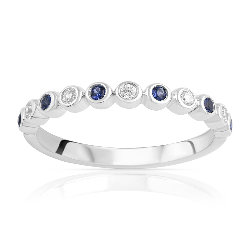 R-25298-SA-W   Diamond & Sapphire Half Eternity Ring
