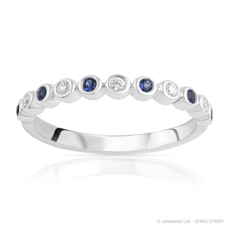 R-25298-SA-W   Diamond & Sapphire Half Eternity Ring