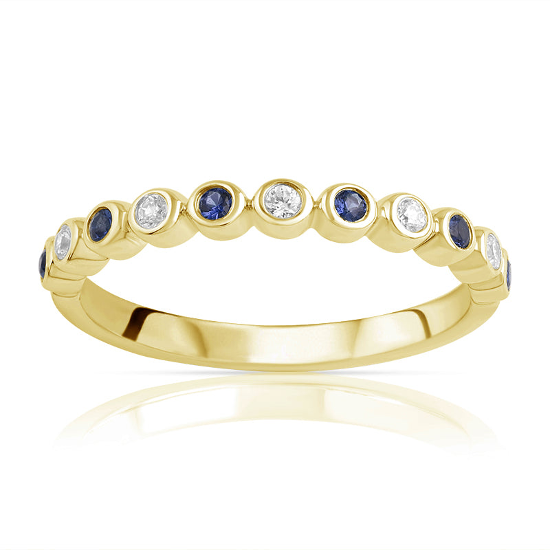 R-25298-SA-Y   Diamond & Sapphire Half Eternity Ring