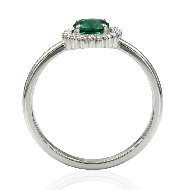 R-25522-EM-W    Diamond & Emerald Cluster Ring