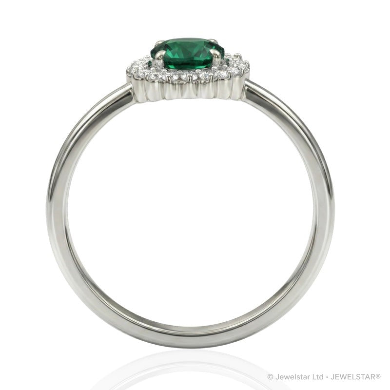 R-25522-EM-W    Diamond & Emerald Cluster Ring