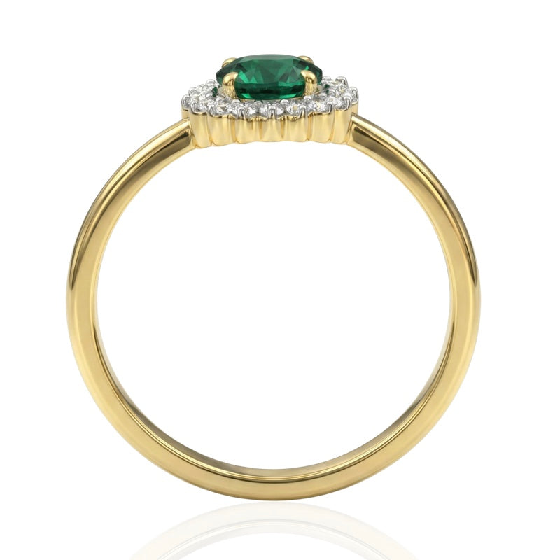 R-25522-EM-Y    Diamond & Emerald Cluster Ring