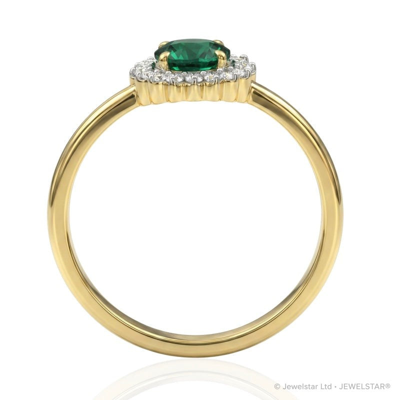R-25522-EM-Y    Diamond & Emerald Cluster Ring