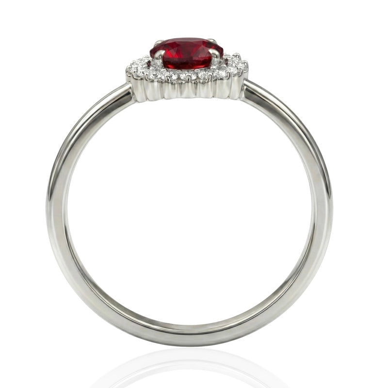 R-25522-RU-W    Diamond & Ruby Cluster Ring