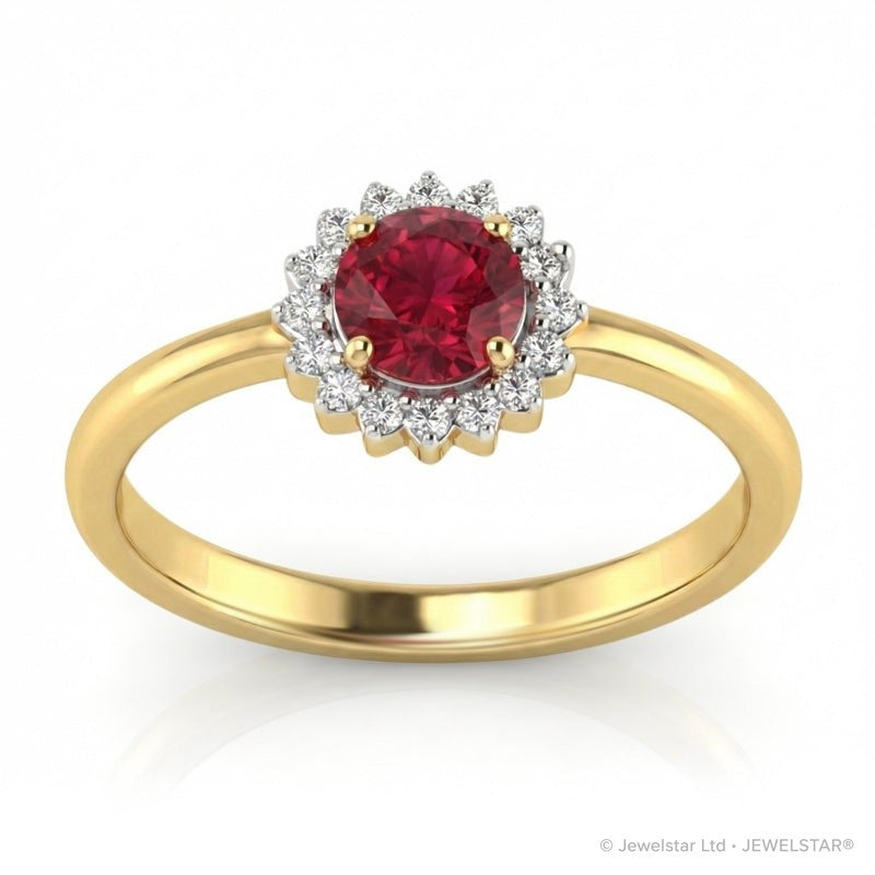 R-25522-RU-Y    Diamond & Ruby Cluster Ring
