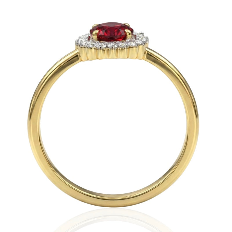 R-25522-RU-Y    Diamond & Ruby Cluster Ring