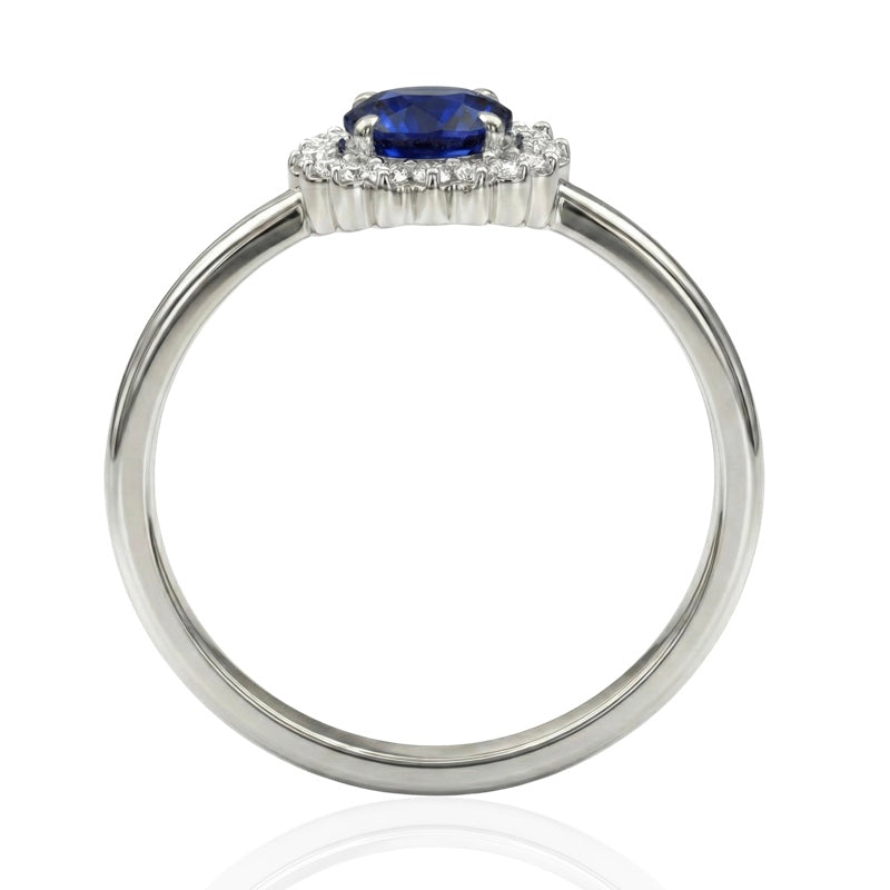 R-25522-SA-W    Diamond & Sapphire Cluster Ring