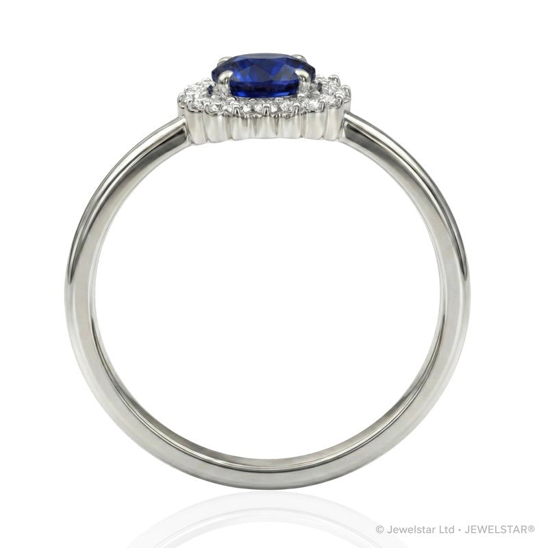 R-25522-SA-W    Diamond & Sapphire Cluster Ring
