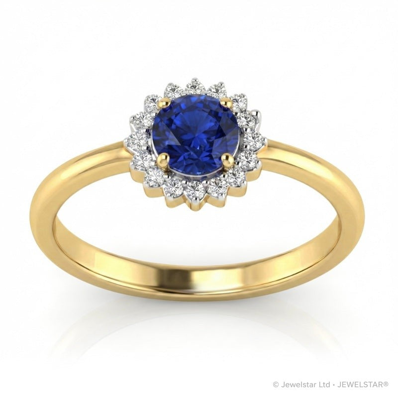 R-25522-SA-Y    Diamond & Sapphire Cluster Ring
