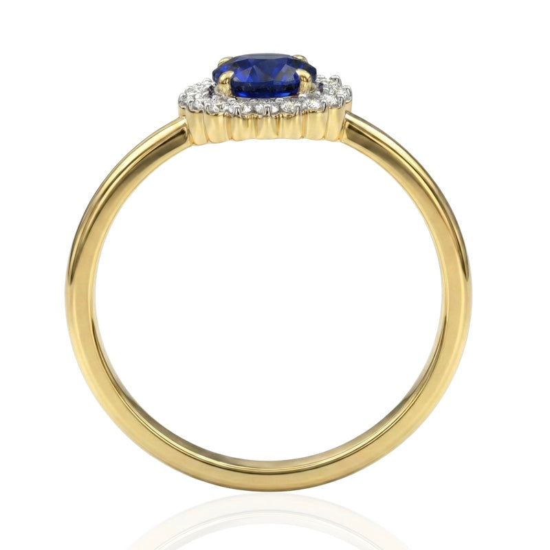R-25522-SA-Y    Diamond & Sapphire Cluster Ring