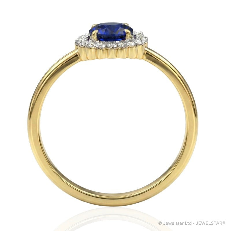 R-25522-SA-Y    Diamond & Sapphire Cluster Ring