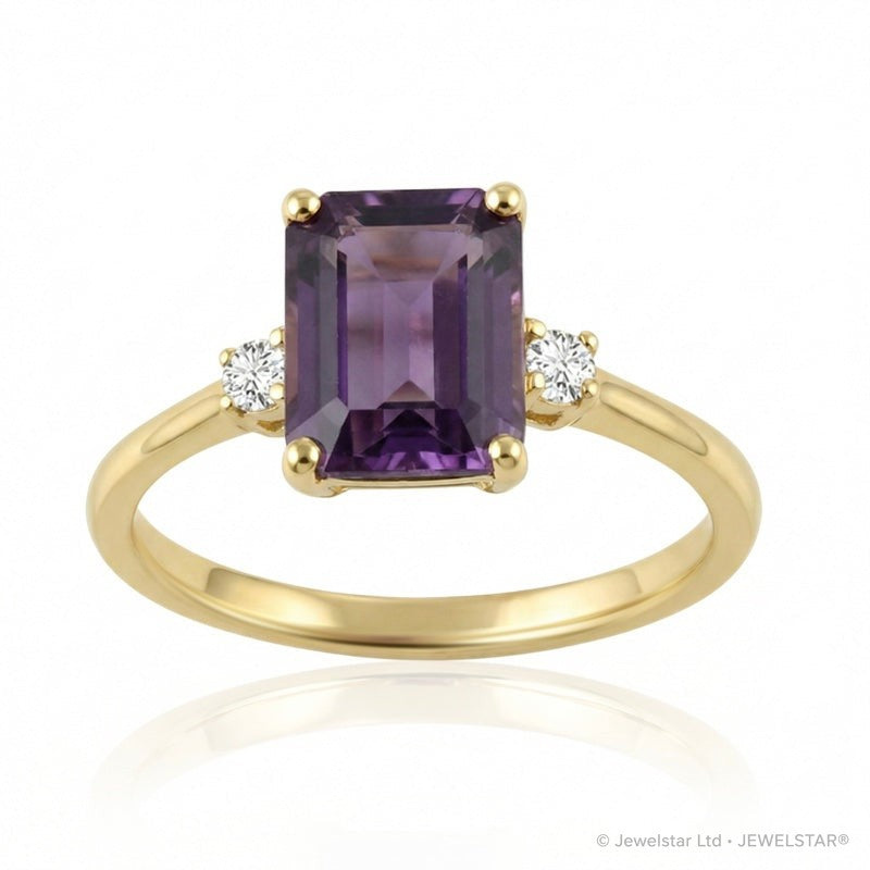 R-26320-AM-Y  Diamond & Amethyst Three Stone Ring