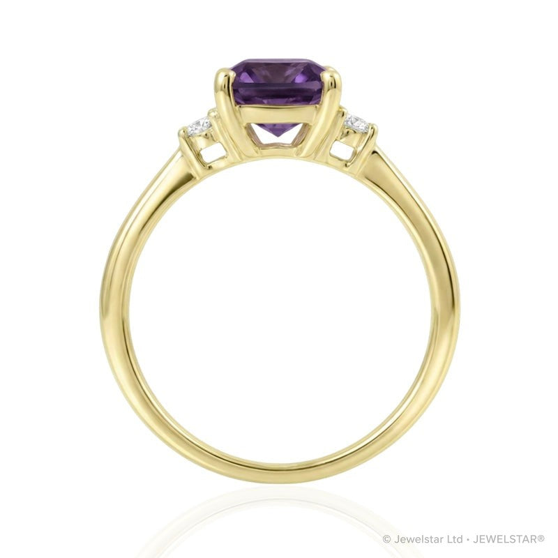 R-26320-AM-Y  Diamond & Amethyst Three Stone Ring