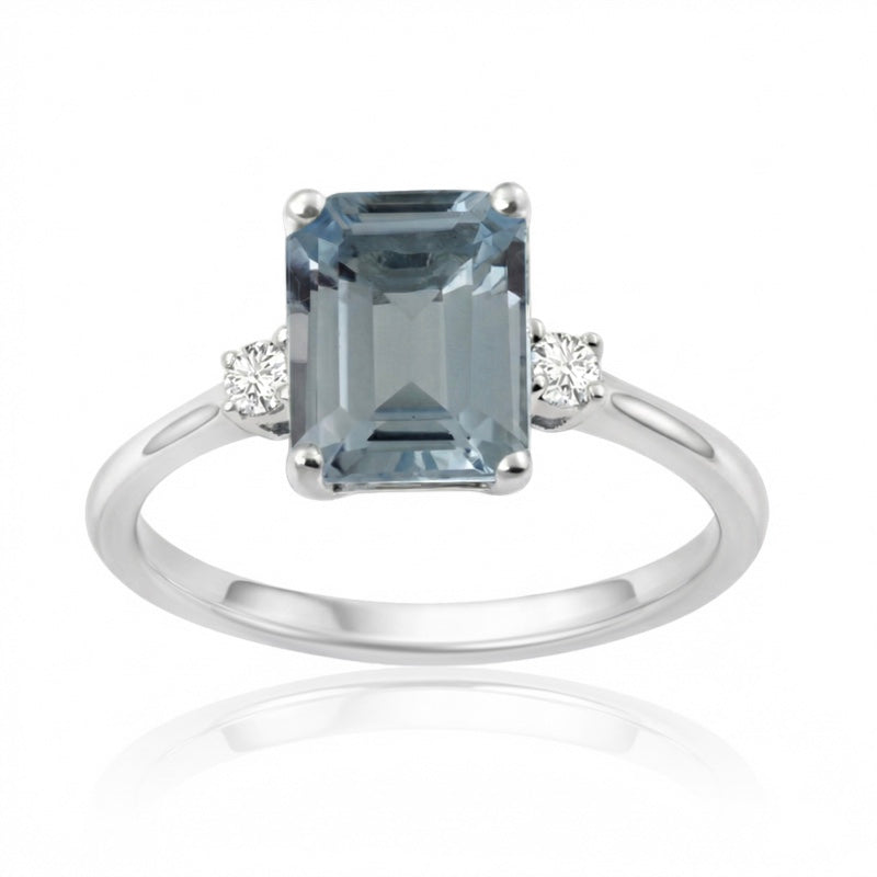 R-26320-BT-W  Diamond & Blue Topaz Three Stone Ring