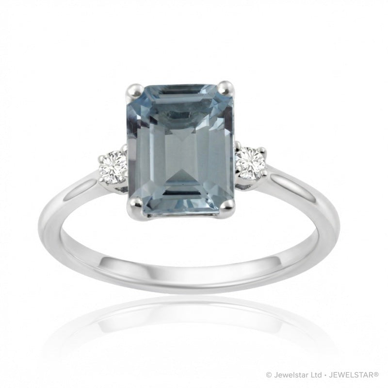 R-26320-BT-W  Diamond & Blue Topaz Three Stone Ring