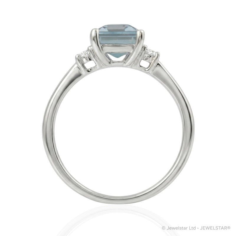 R-26320-BT-W  Diamond & Blue Topaz Three Stone Ring