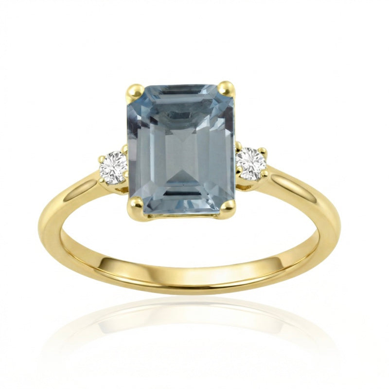R-26320-BT-Y  Diamond & Blue Topaz Three Stone Ring