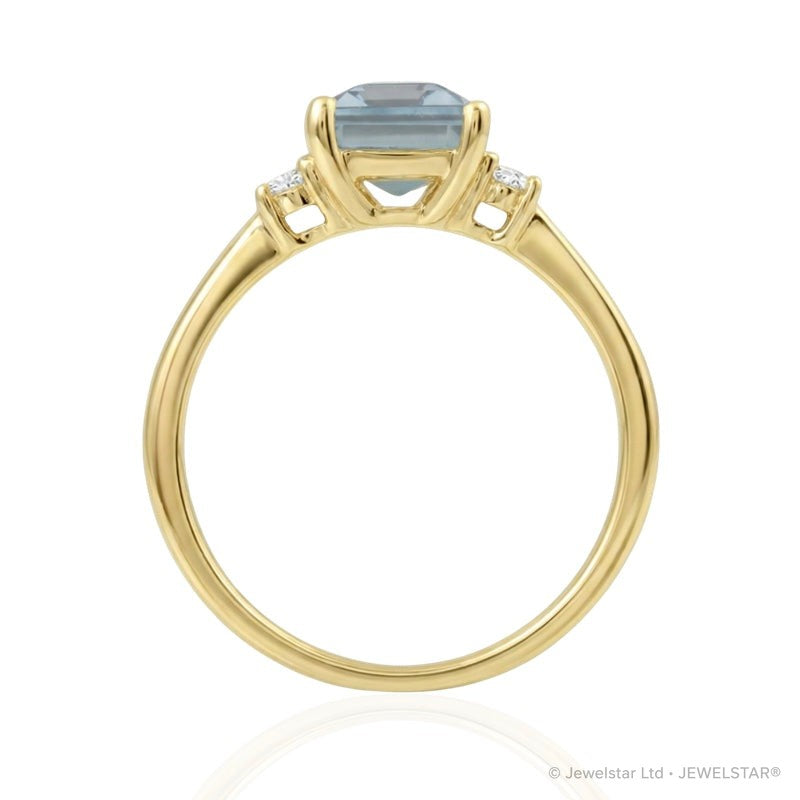 R-26320-BT-Y  Diamond & Blue Topaz Three Stone Ring