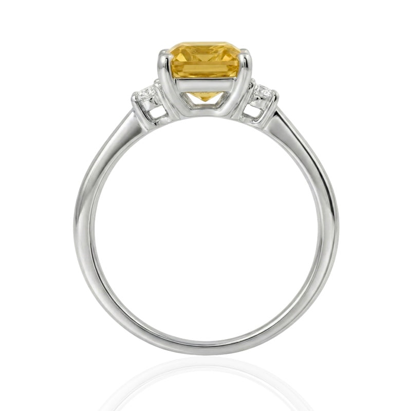 R-26320-CT-W  Diamond & Citrine Three Stone Ring
