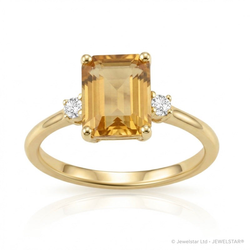 R-26320-CT-Y  Diamond & Citrine Three Stone Ring