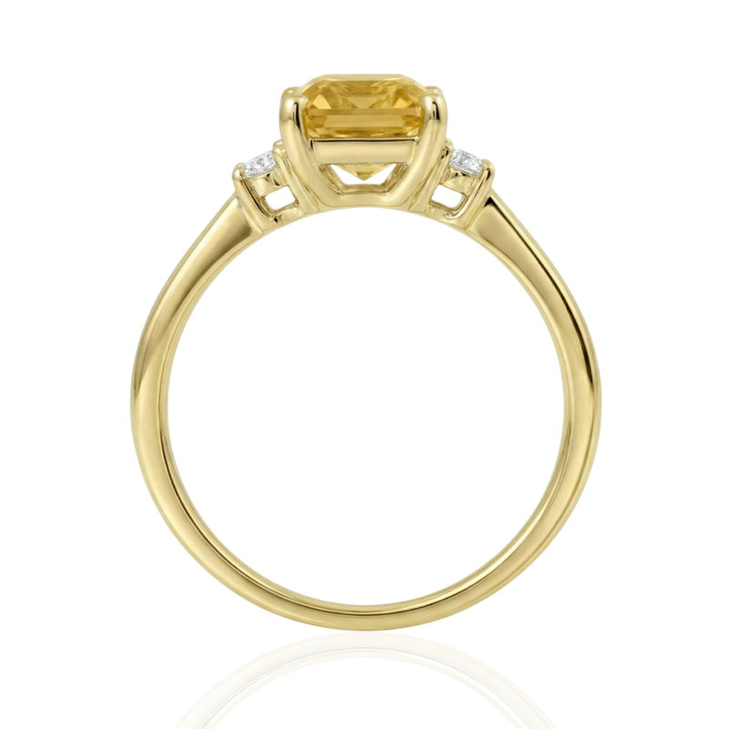 R-26320-CT-Y  Diamond & Citrine Three Stone Ring
