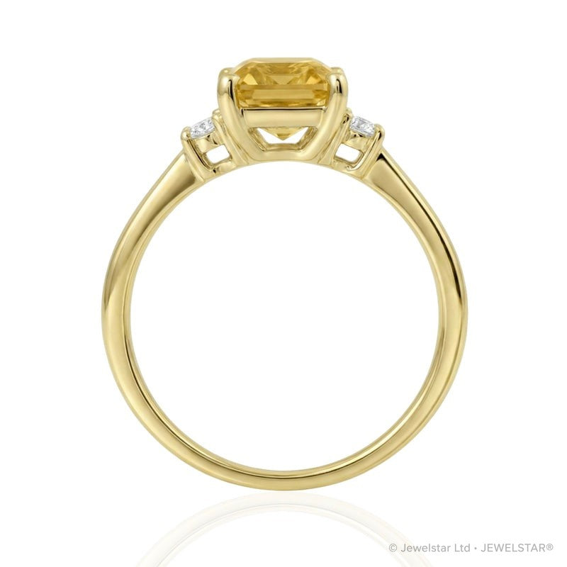 R-26320-CT-Y  Diamond & Citrine Three Stone Ring