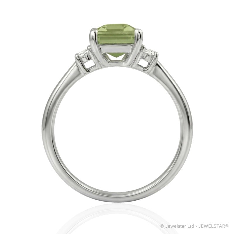 R-26320-PD-W  Diamond & Peridot Three Stone Ring