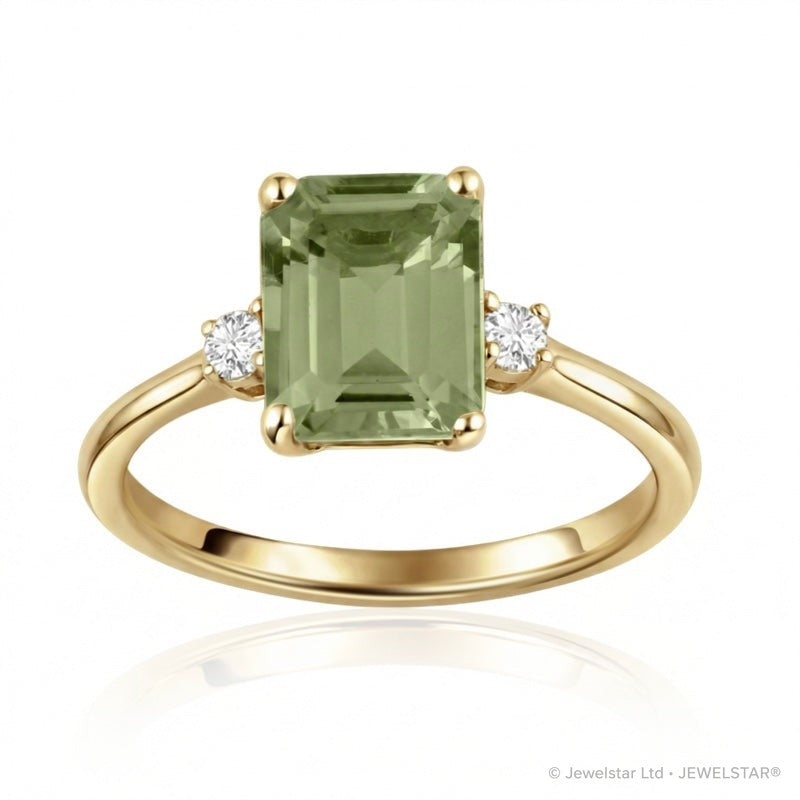 R-26320-PD-Y  Diamond & Peridot Three Stone Ring