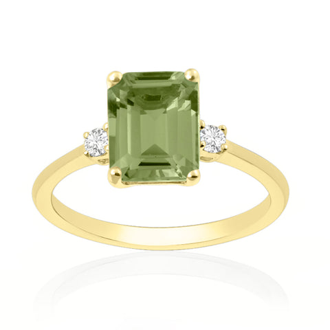 R-26320-PD-Y  Diamond & Peridot Three Stone Ring