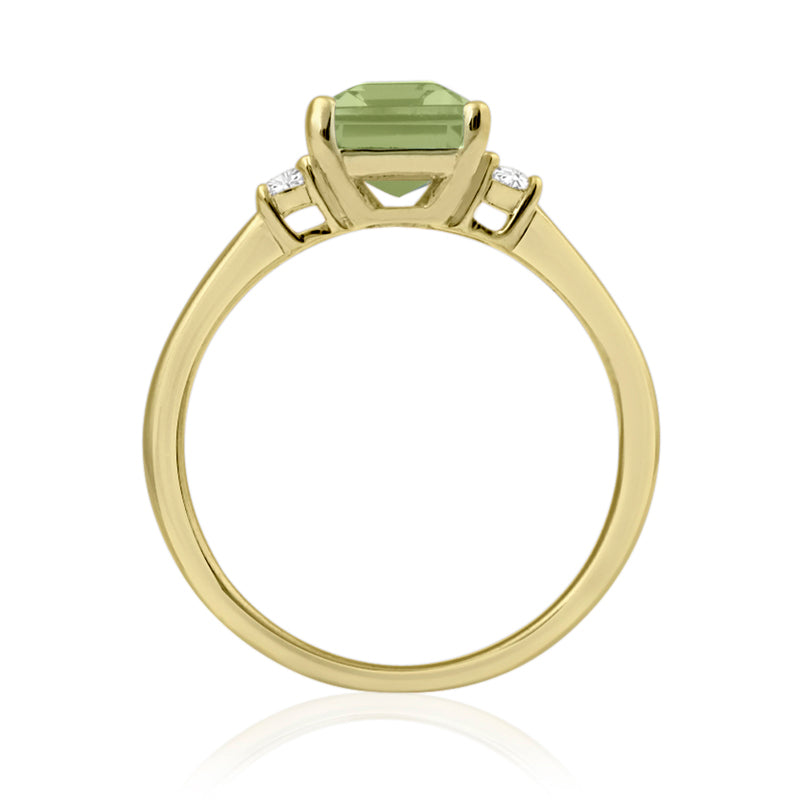 R-26320-PD-Y  Diamond & Peridot Three Stone Ring