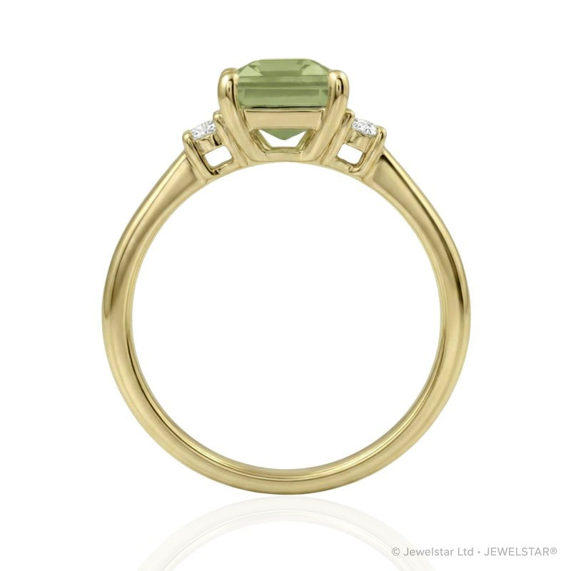 R-26320-PD-Y  Diamond & Peridot Three Stone Ring